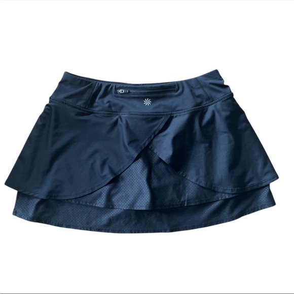 Athleta women’s split time tennis black tiered athletic skort skirt size Medium - Picture 4 of 6